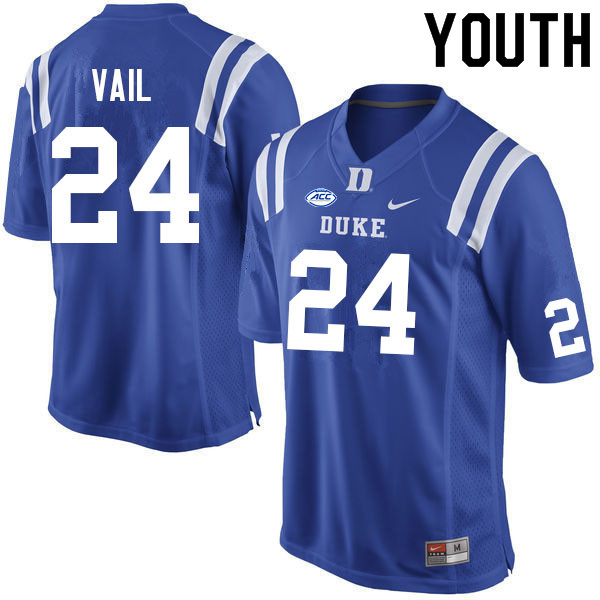 Youth #24 Nathan Vail Duke Blue Devils College Football Jerseys Sale-Blue